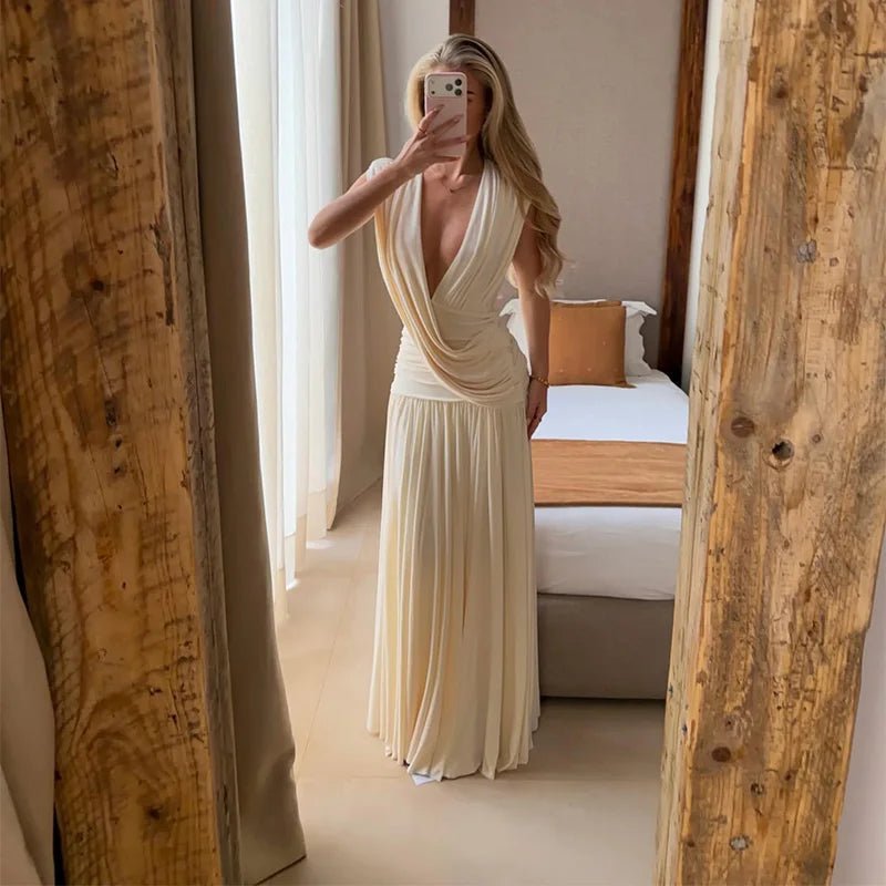 SOERA Isabella Draped V-Neck Maxi Dress - Dresses -  XS