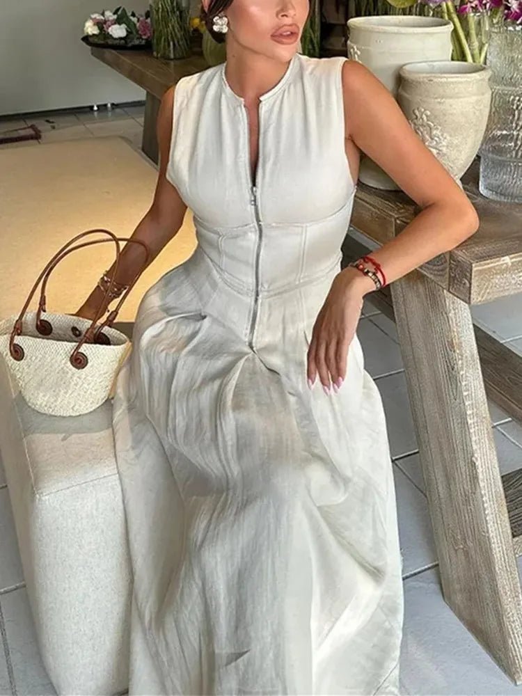 SOERA Jessica Sleeveless Midi Dress - Dresses - 1005007606639334-;xR1772045931504000937 Beige S