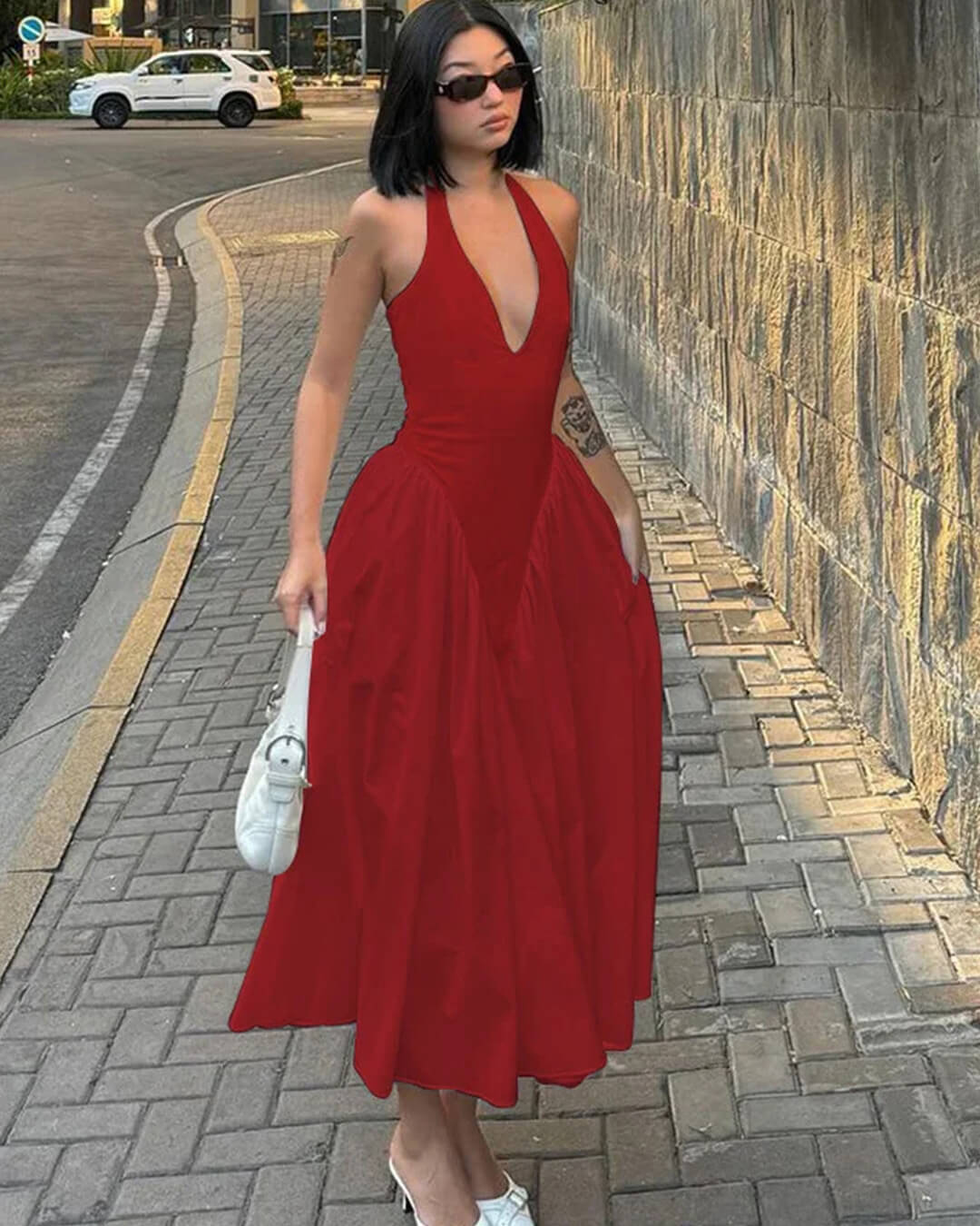 SOERA Kristy Deep Neck Maxi Dress - Dresses - 1005007292890333-;tL1771582051647564754 Red S