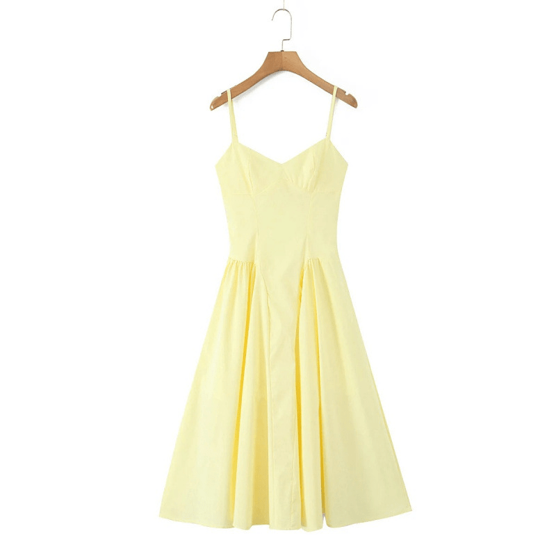 SOERA Luciana Bodice Spaghetti Strap Midi Dress - Dresses -  Yellow M