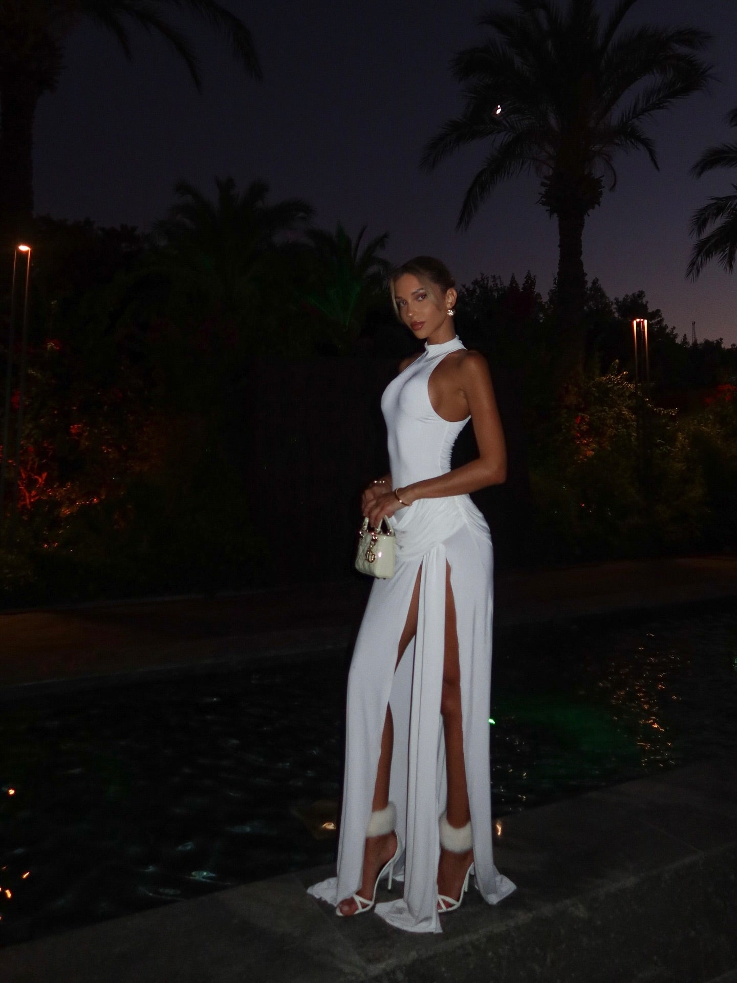 SOERA Mira High - Neck Slit Maxi Dress - Dresses -  White L