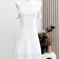 Morgan vestido corto crochet off-shoulder