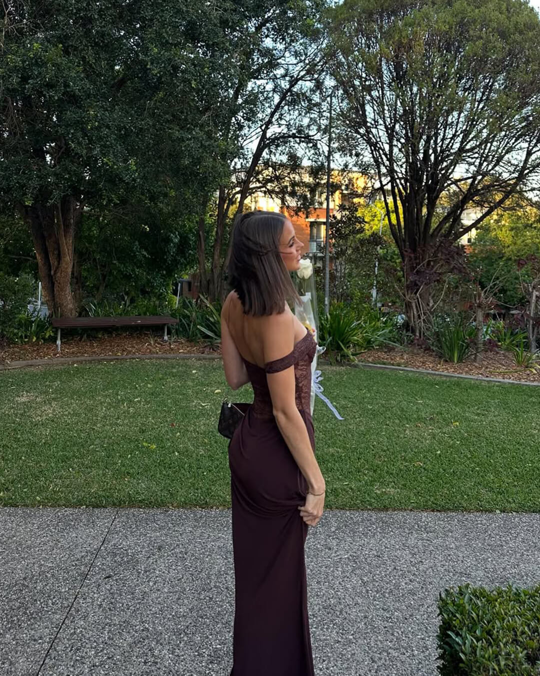 SOERA Olga One Shoulder Lace Maxi Dress - Dresses - 1005009420029371-;dZ1764062903247028642 Brown M