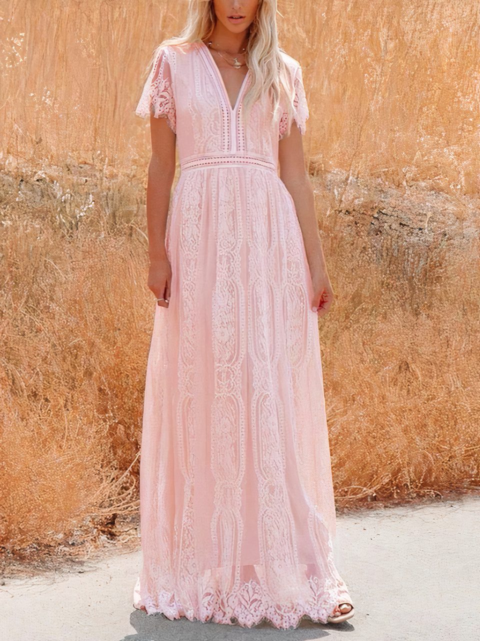 SOERA Tilda Bohemian Lace Maxi Dress - Dresses - 1005008548834137-;Vg1776125353574618474 Pink S