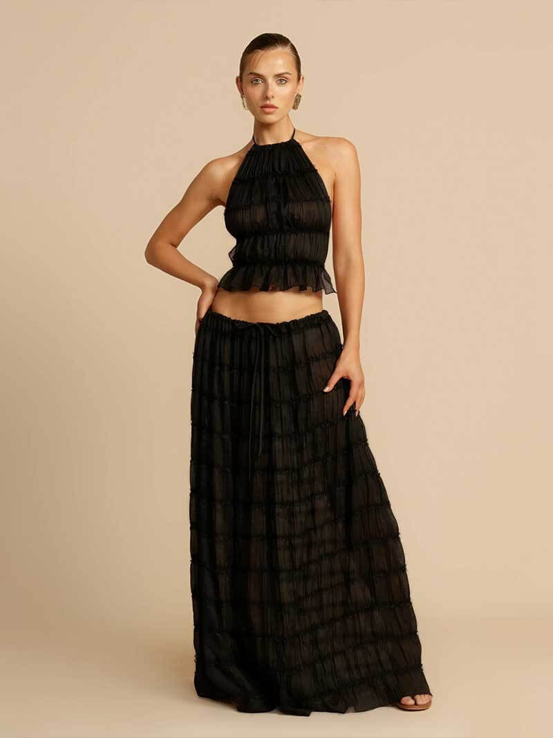 SOERA Valerie two - piece set with frill details - Dresses - DWOD2-WK023005 black S
