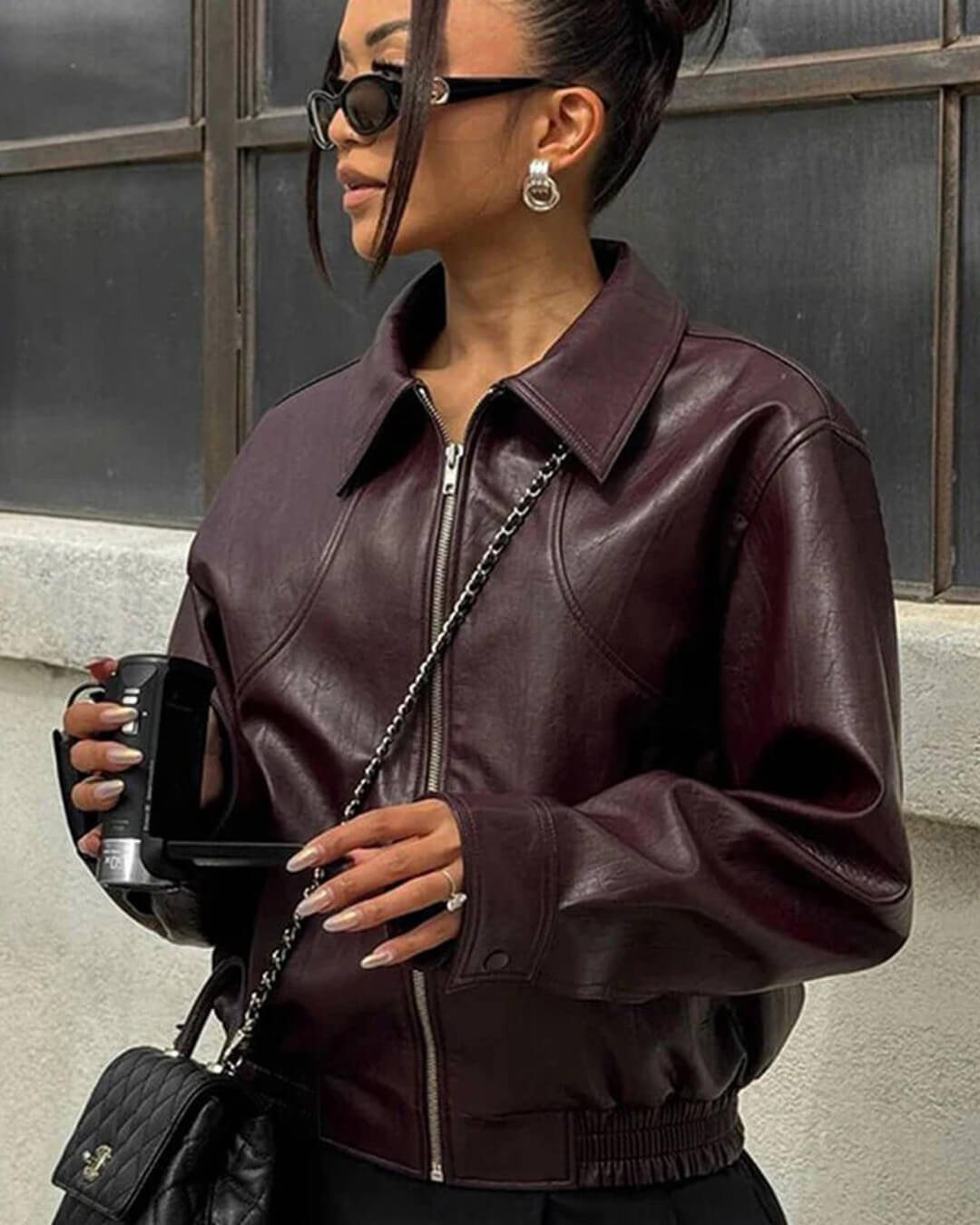 Chaqueta Fiona de solapa en cuero sintético