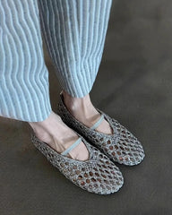 Francesca Sapatos Rasos Entrançados Vazados