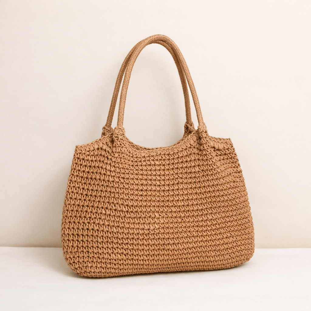 SOERA Brielle Woven Straw beach Tote Bag - Handbags -  Beige