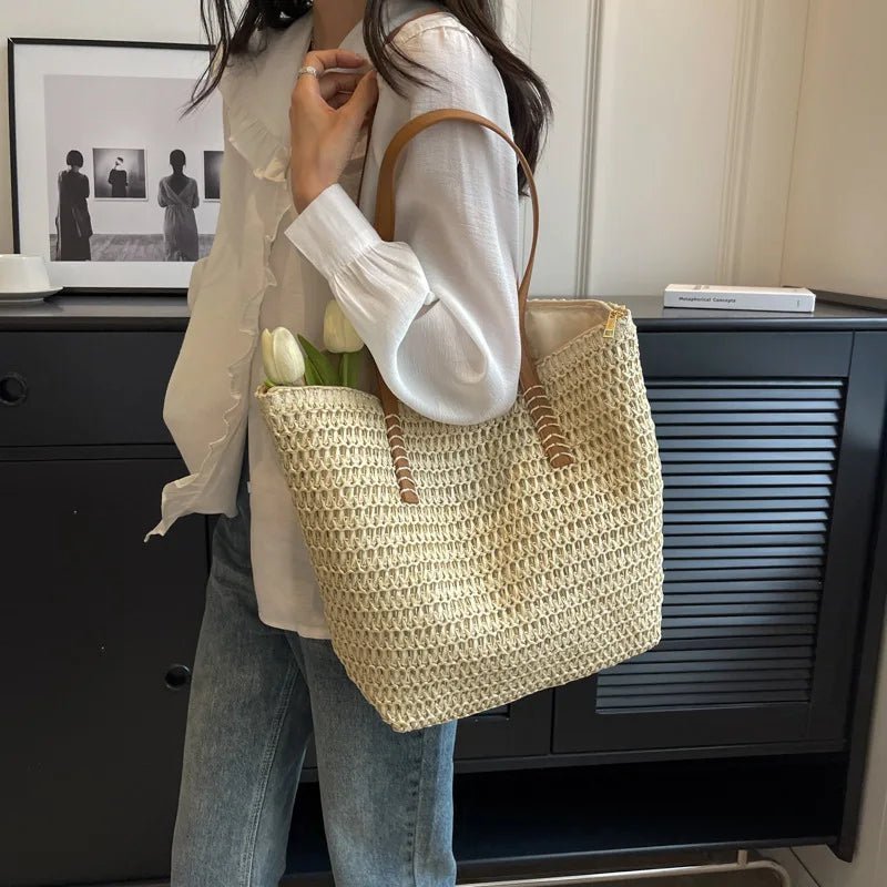 SOERA Celeste Woven Straw Beach Tote - Handbags -  Brown