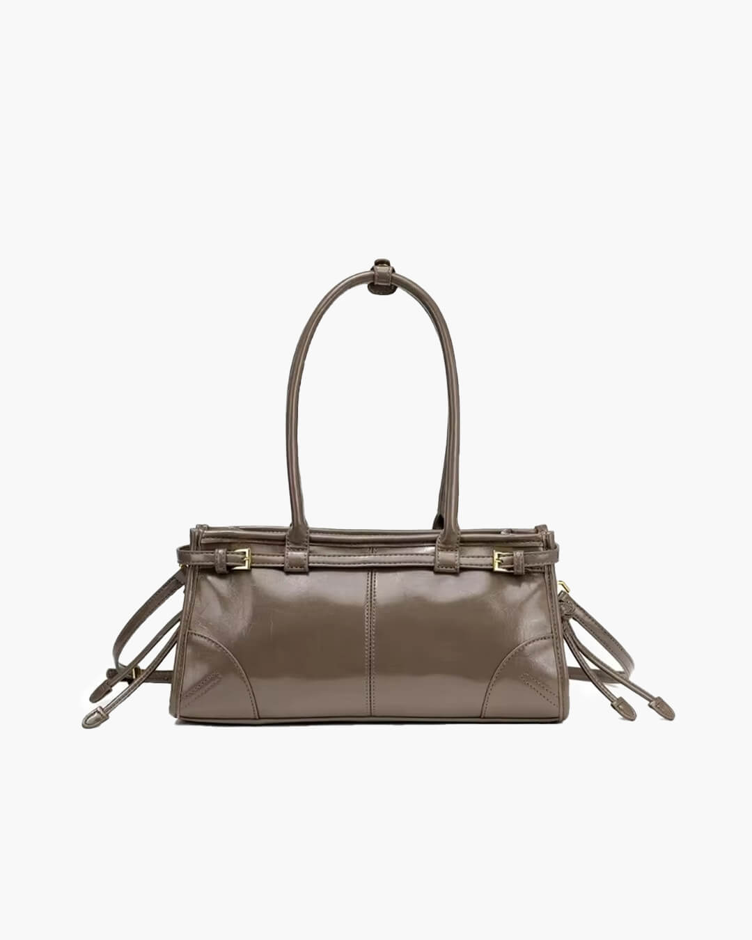 SOERA Luna Leather Shoulder Bag with Belt Detail - Handbags - 1005008217649789-;uo1763050843710842573 Khaki