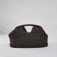 Clutch Celeste em palha entrançada com concha
