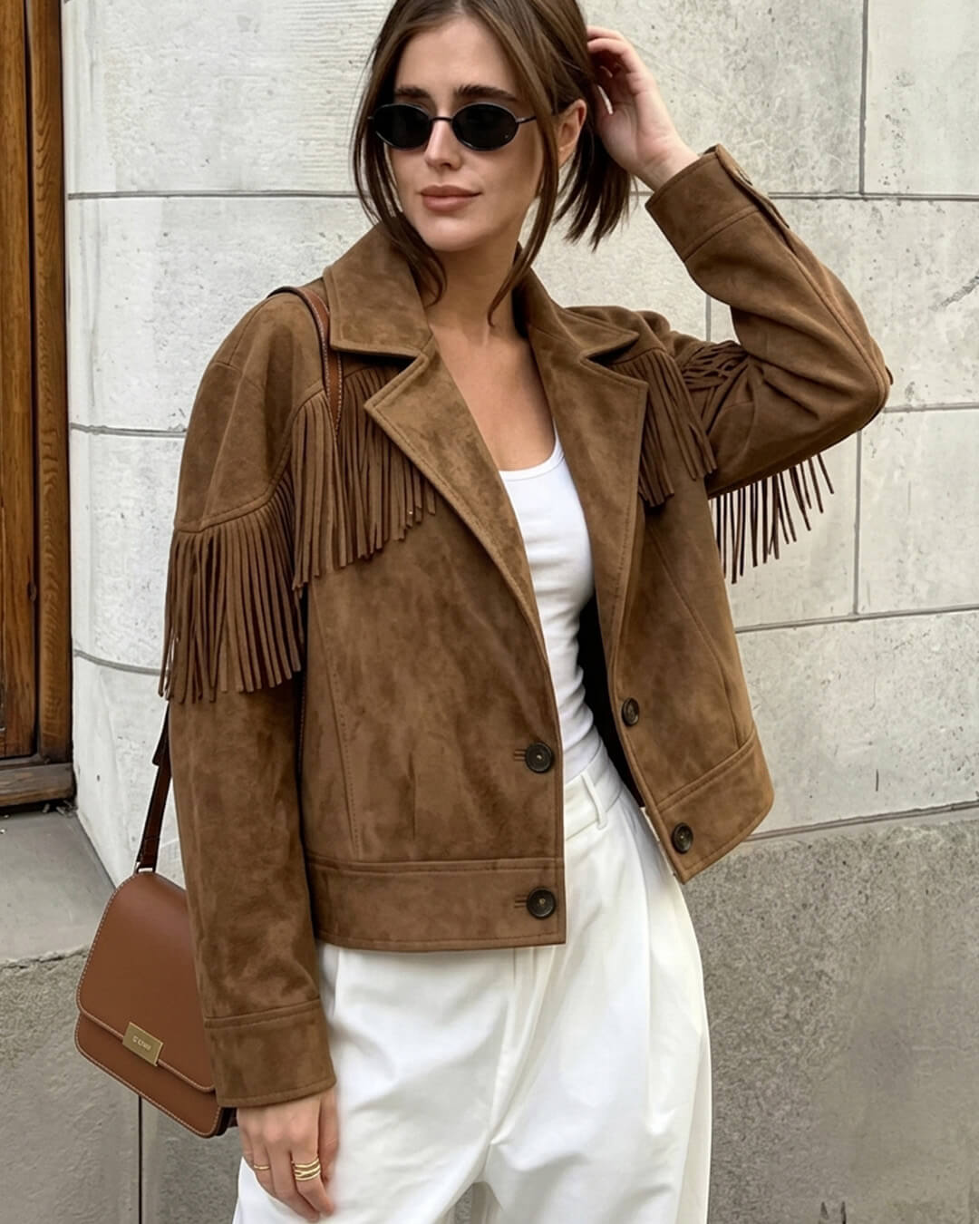 SOERA Alicia Suede Lapel Cropped Jacket - Jacket - SOERA-746819-BRO-XS-58627 XS