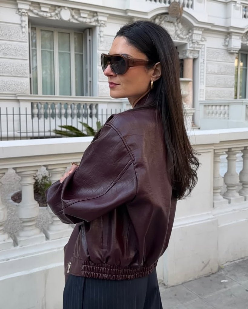 SOERA Fiona Faux Leather Lapel Jacket - Jacket - SOERA-887299-WIN-L-19203 Wine Red L