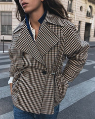 Helena Trench corto de cuadro Vichy con cordón