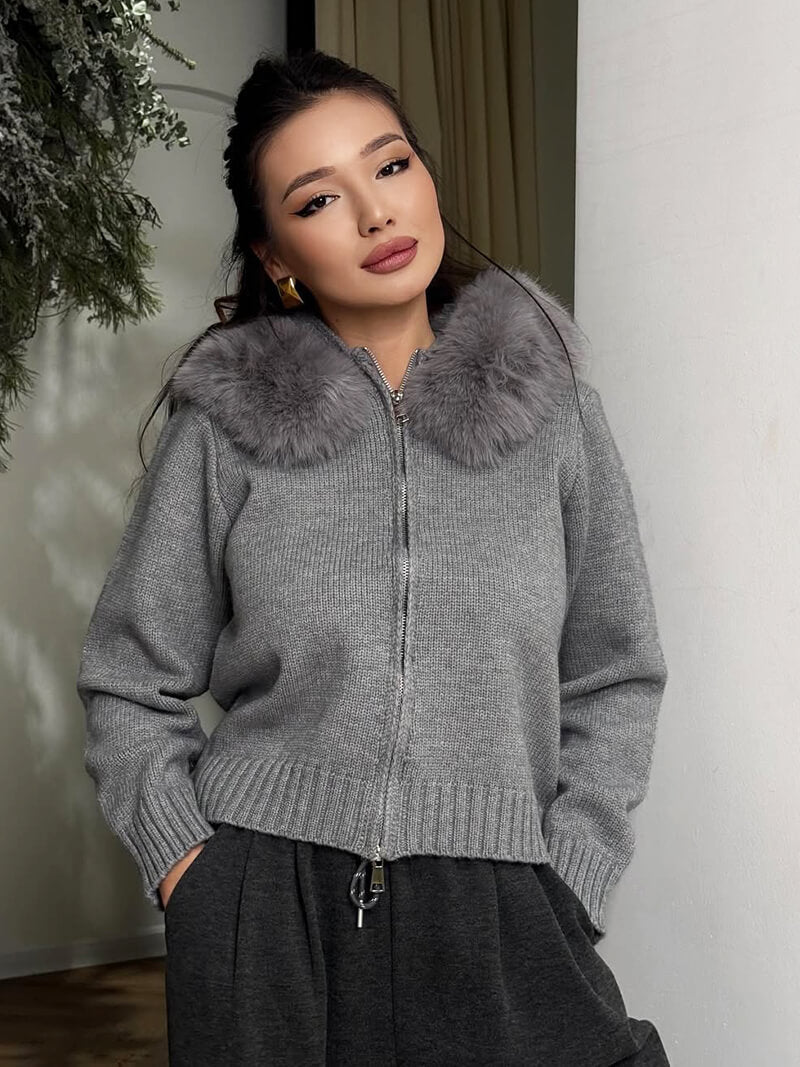 SOERA Alison faux fur Jacket - jackets - Soera-Celistine-Jacket-Gray/S Gray S