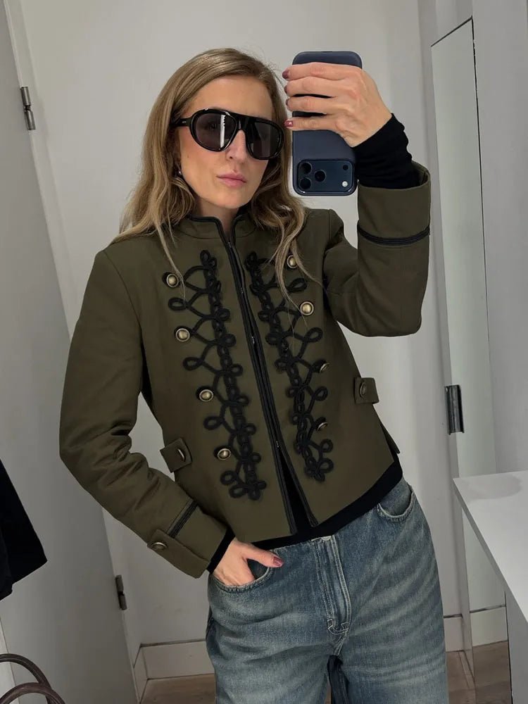 SOERA Becky Rope Knot Buckle Napoleon Jacket - Jackets - 1005011815872576-;MI1775826847912261218 Army Green M