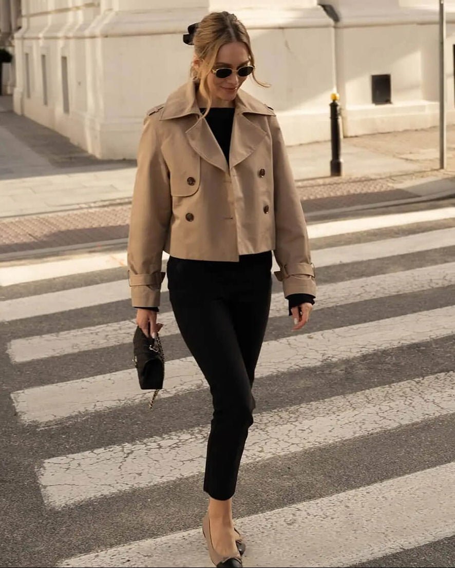 SOERA Bellatrix Cropped Trench Coat - Jackets - 1005008092972146-;JB1773321573715222915 Brown S