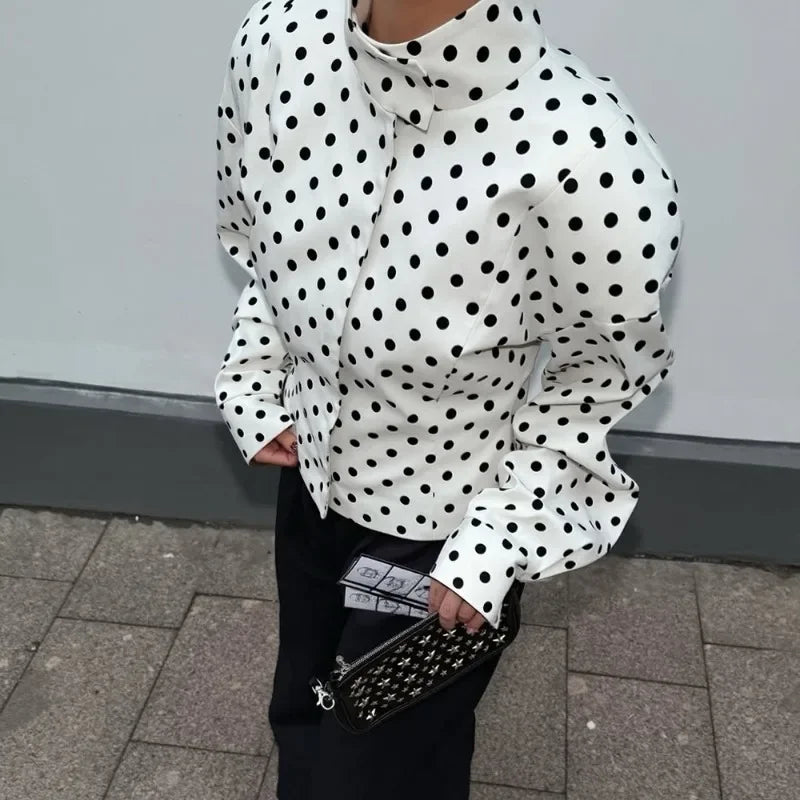 SOERA Caryl Stand Collar Polka Dot Jacket - Jackets - 1005009631661786-;HH1774869403517272188 M