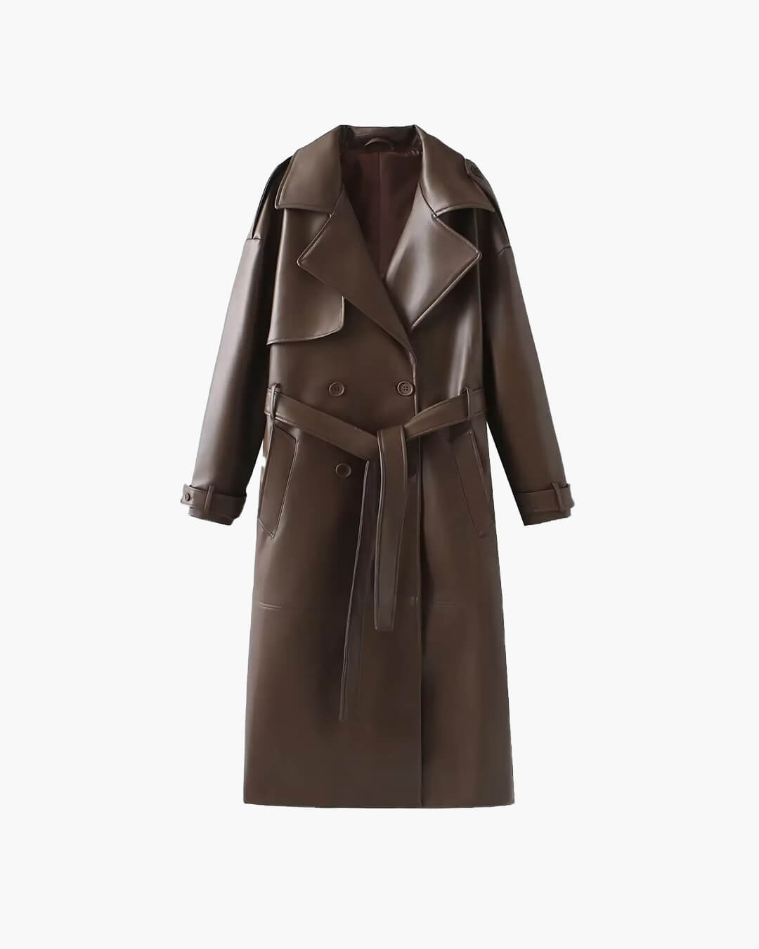 SOERA Cassy Faux Leather Maxi Trench Coat - Jackets - AV1764442362183661000 Brown XS