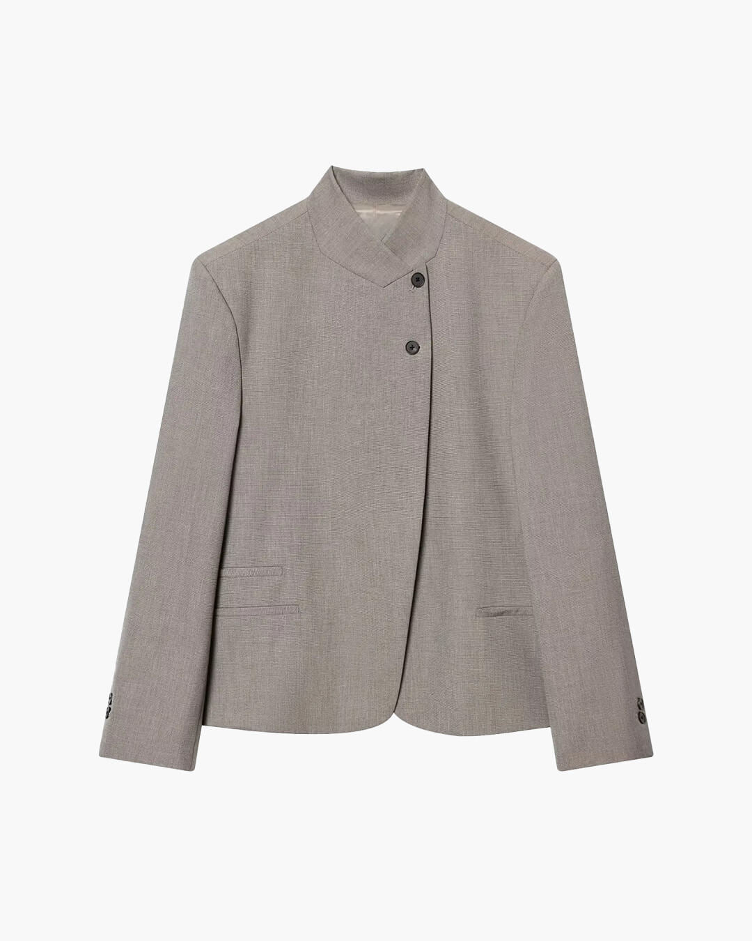 SOERA Cleo High Collar Button Closure Blazer - Jackets - 1005011830937893-;Fy1775592293445335949 Stone Gray L