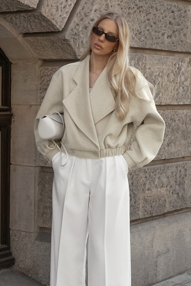 SOERA Courtney Lapel Elastic Waistband Coat - Jackets - ct1775497793865168016 Beige S