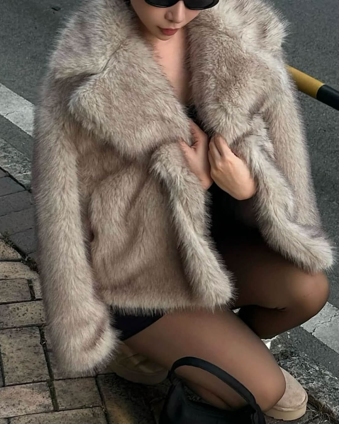 SOERA Darcy Mid - Length Fluffy Jacket - Jackets - 3256809290568356-;MU1763625122525784540 Beige M