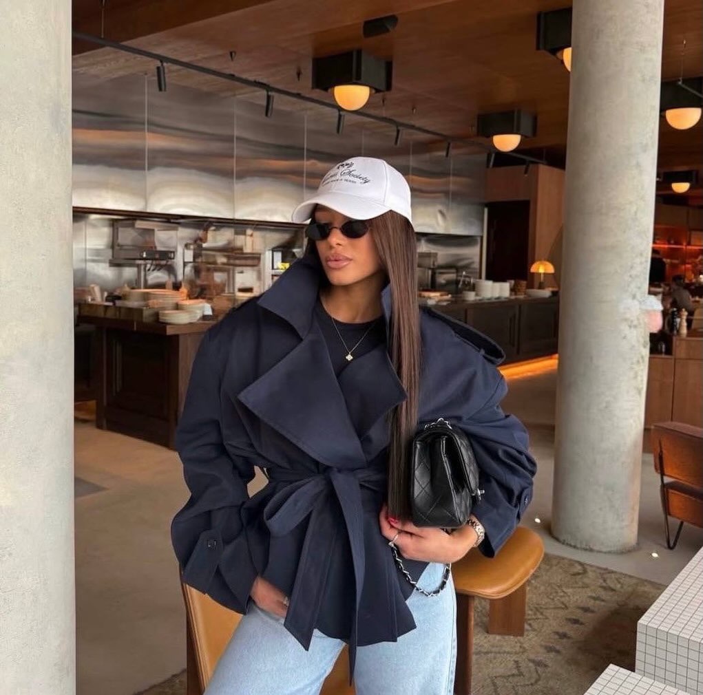 SOERA Dorothy Lace Up Short Trench Coat - Jackets - 1005011800038387-;on1774869391306529483 Navy M