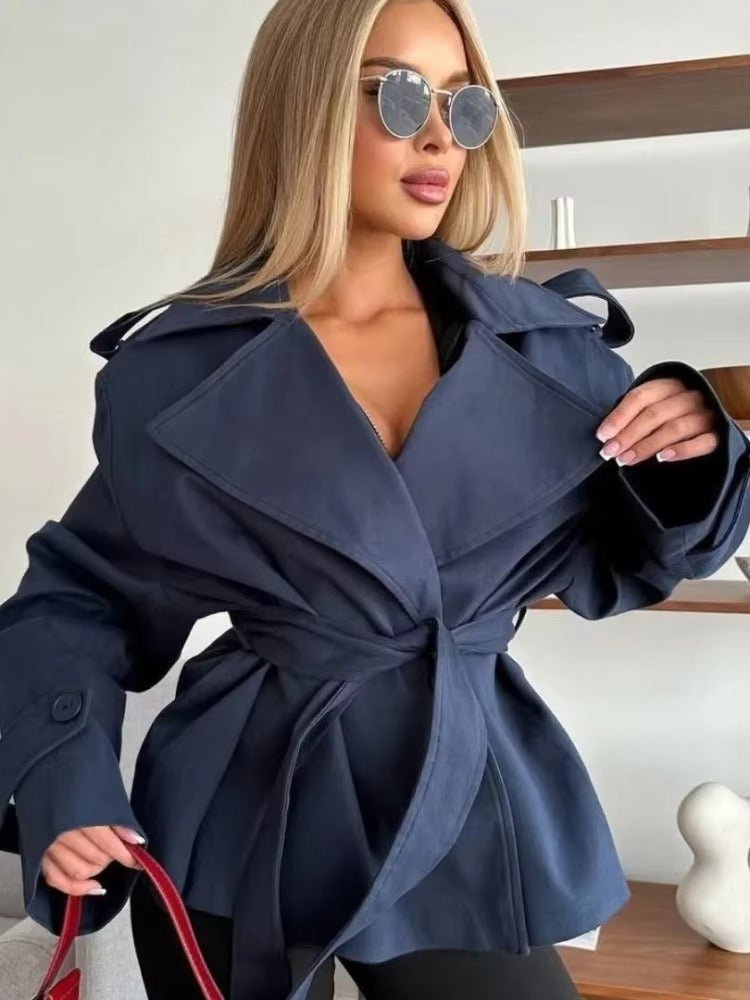 SOERA Hailey Crop Trench Coat - Jackets -  Navy L