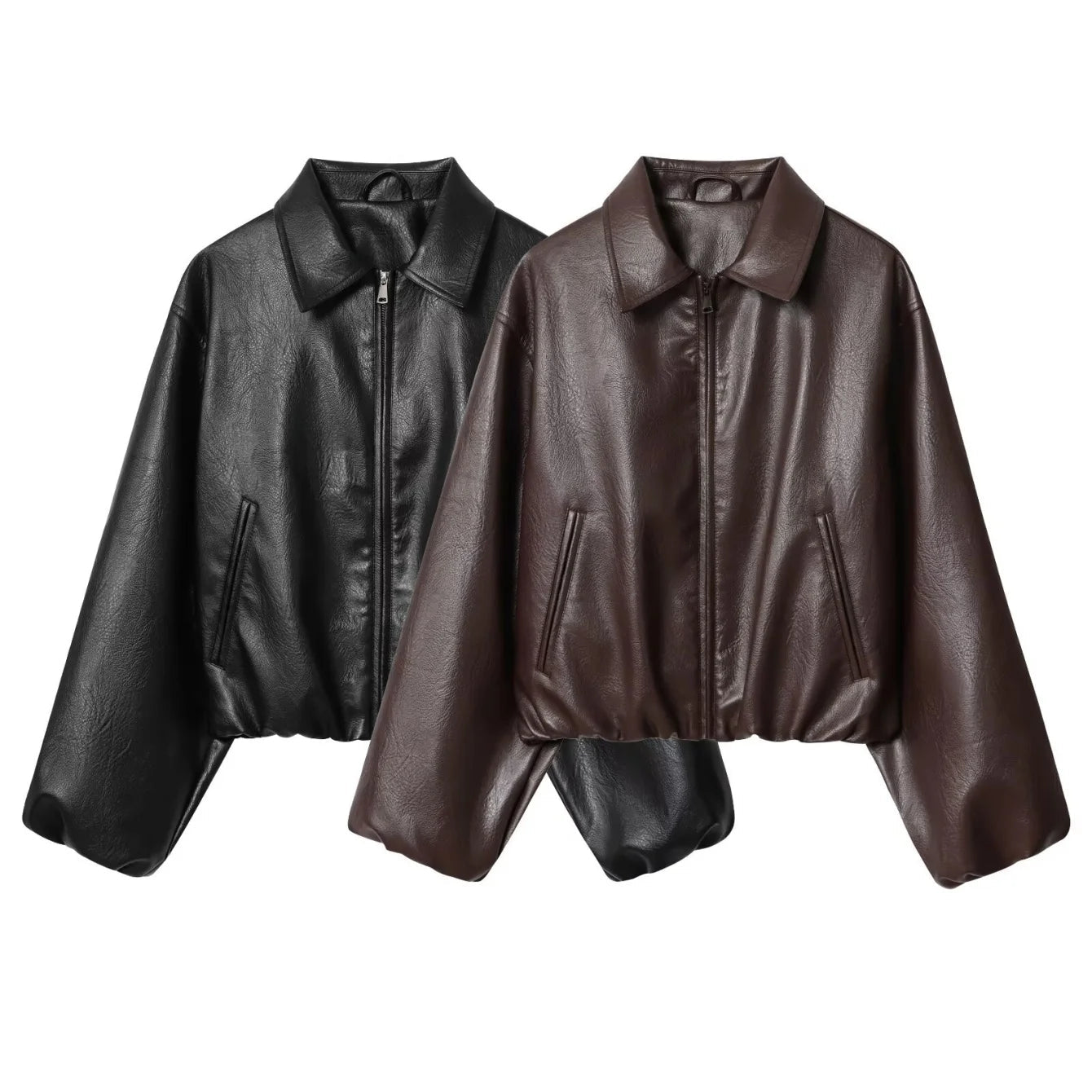 SOERA Jenny Faux Leather Bomber Jacket - Jackets - 1005009936813673-;Tn1765284569265948853 Coffee L