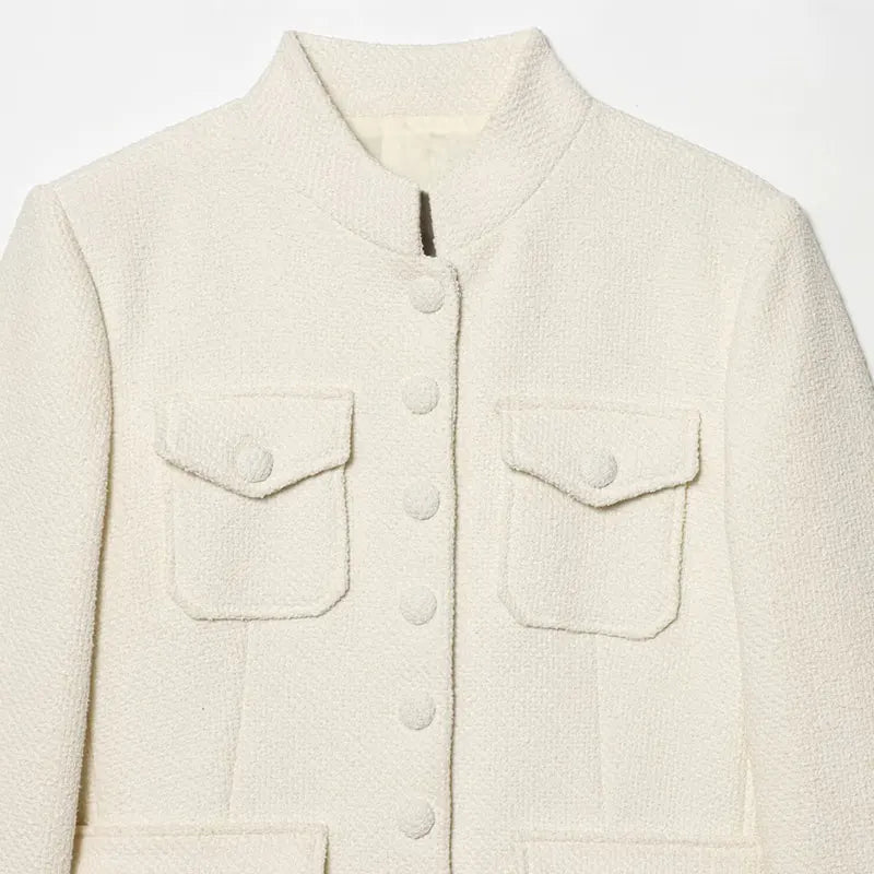 SOERA Ophelia Button Front Pocket Blazer - Jackets - 1005011568741680-;Eo1775244634482489492 White M