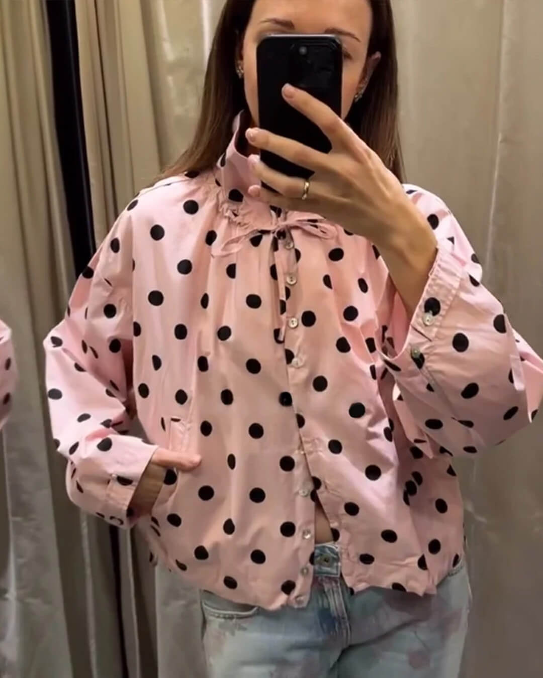 SOERA Patricia Polka Dot High Collar Jacket - Jackets - 1005011708027771-;Fk1775744331807272108 Pink S