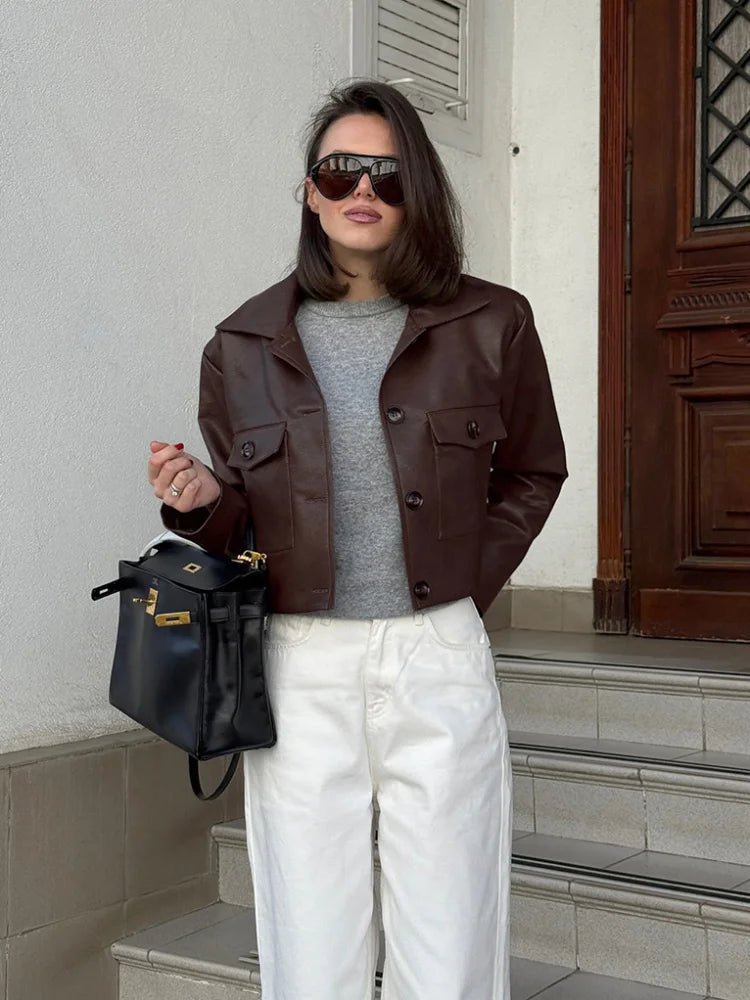 SOERA Rachelle Cropped Faux Leather Jacket - Jackets - 1005009685631106-;wj1776154514201470058 L