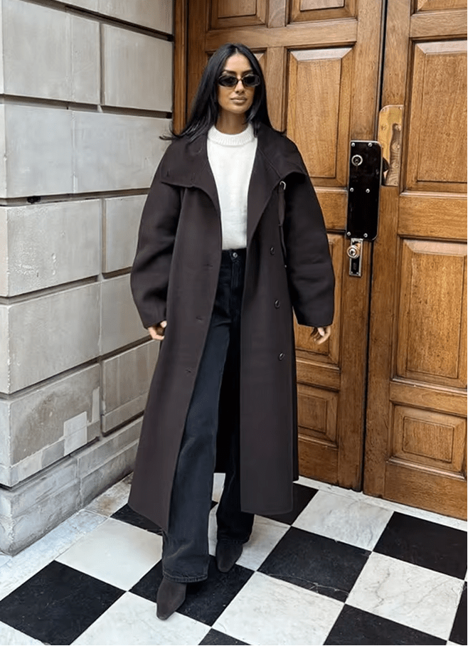 SOERA Sheryl Stand Up Collar Belted Long Coat - Jackets - gF1762345864136772322 Brown M