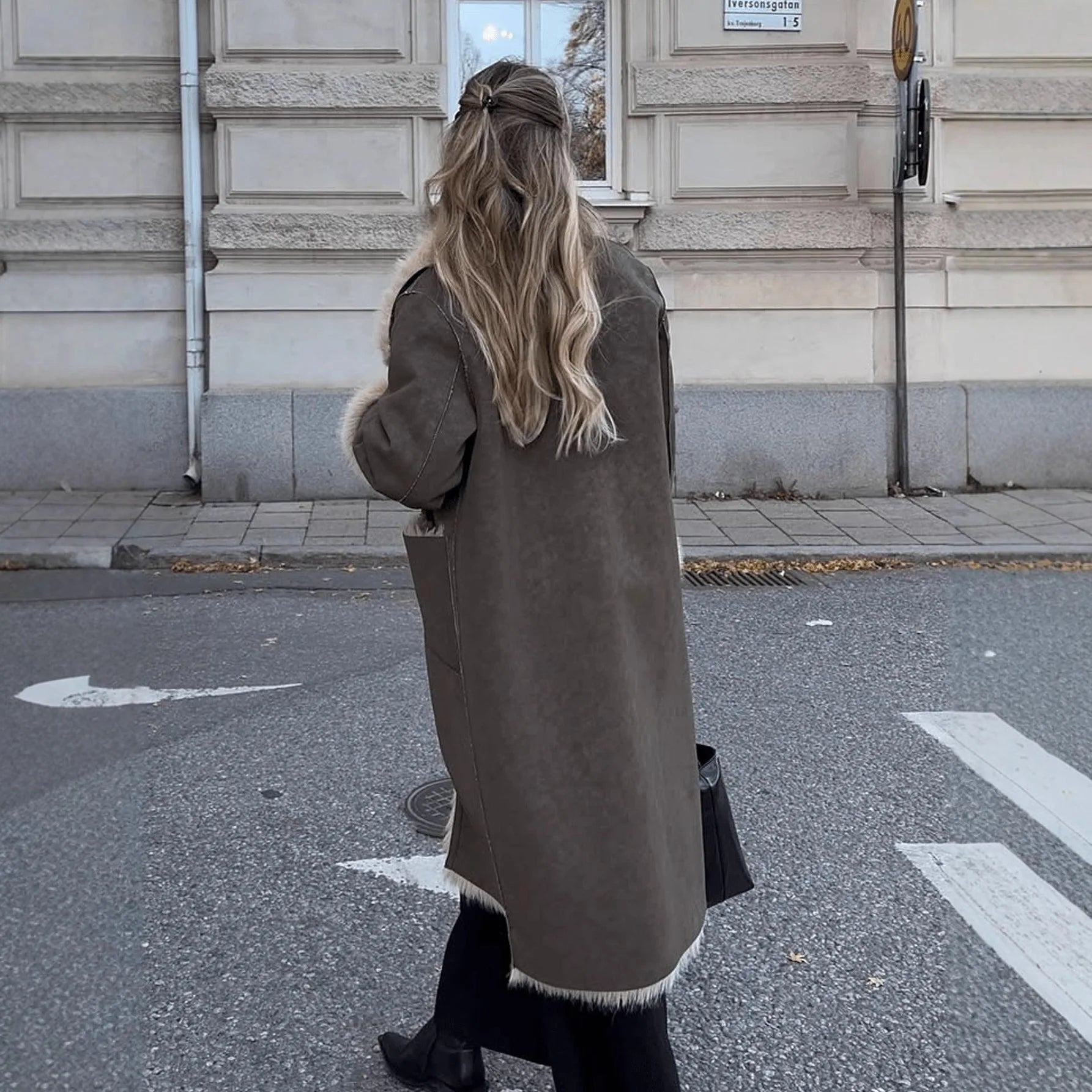 SOERA Sydney Faux Fur Suede Long Coat - Jackets - 3256809820581896-;sf1763778891812512823 Khaki M