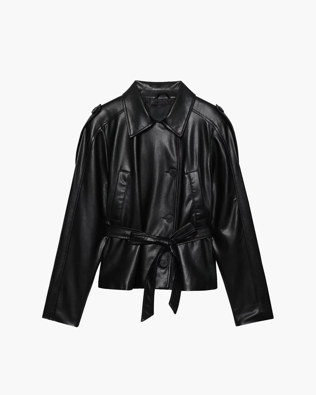 SOERA Tabitha Belted Faux Leather Jacket - Jackets - 1005009949501329-;Uh1775572384782474332 XS