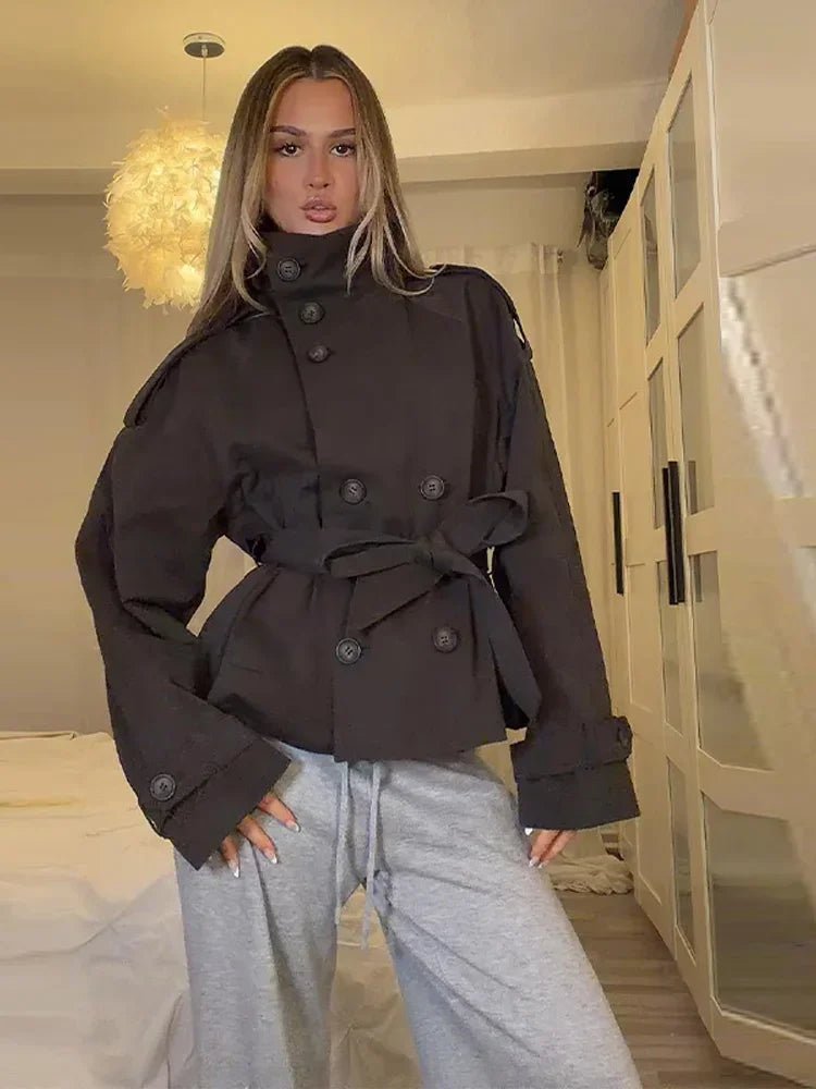 SOERA Thea Belted Short Trench Coat - Jackets - 1005011764467725-;wc1773321573284169927 Choco Brown XS