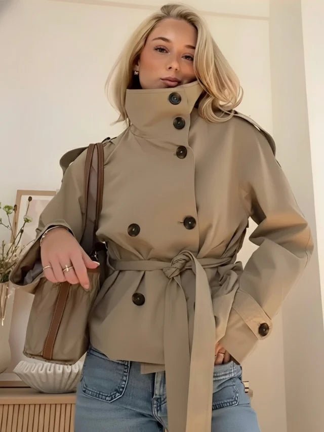 SOERA Thea Belted Short Trench Coat - Jackets -  Camel M