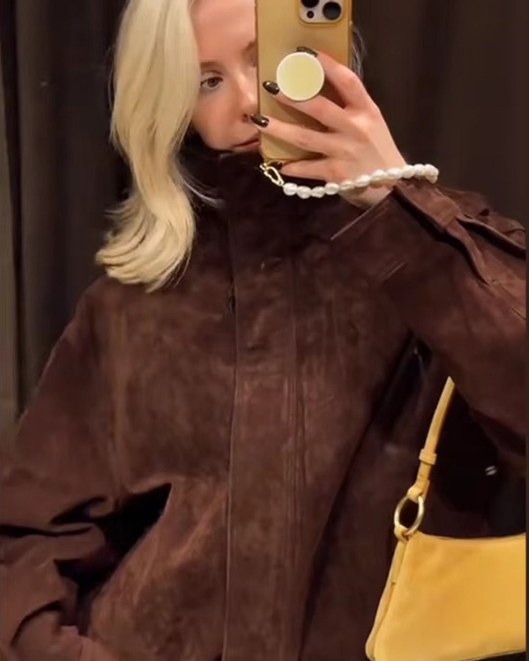 SOERA Viona Stand Collar Suede Jacket - Jackets - 1005009907084400-;UZ1764887227733413869 Brown L