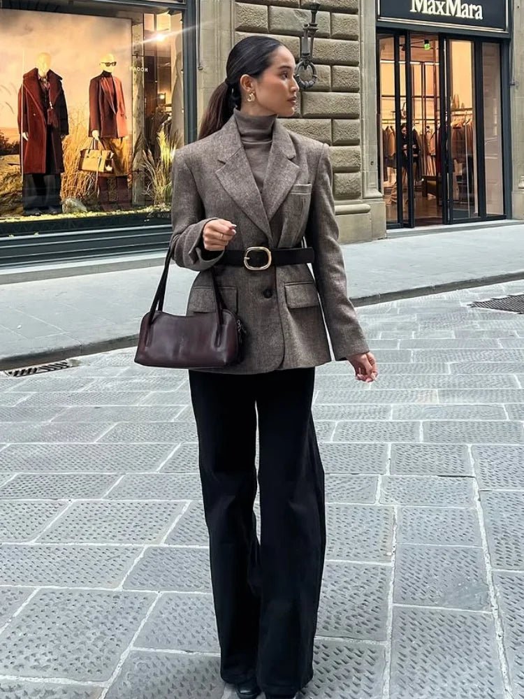 SOERA Yalina Herringbone Blazer with Belt - Jackets - 1005010788684149-;sO1773374039124940646 M