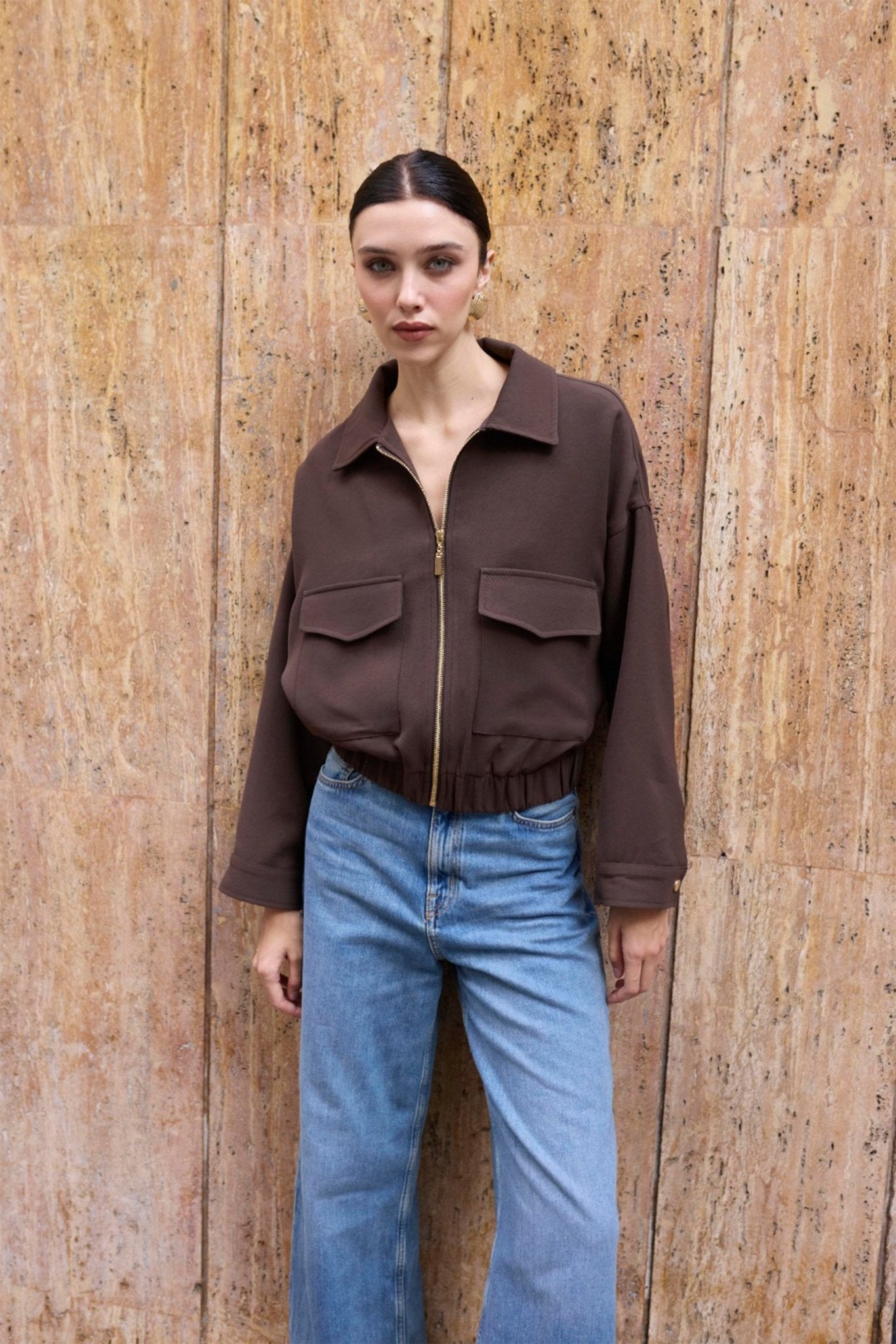 SOERA Zoey Zip Up Pocket Jacket - Jackets - 1005010155299500-;ZY1774621553279476284 Dark Brown M