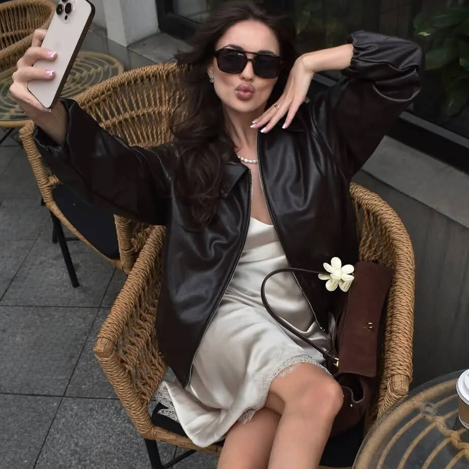 Chaqueta bomber de piel sintética Jenny