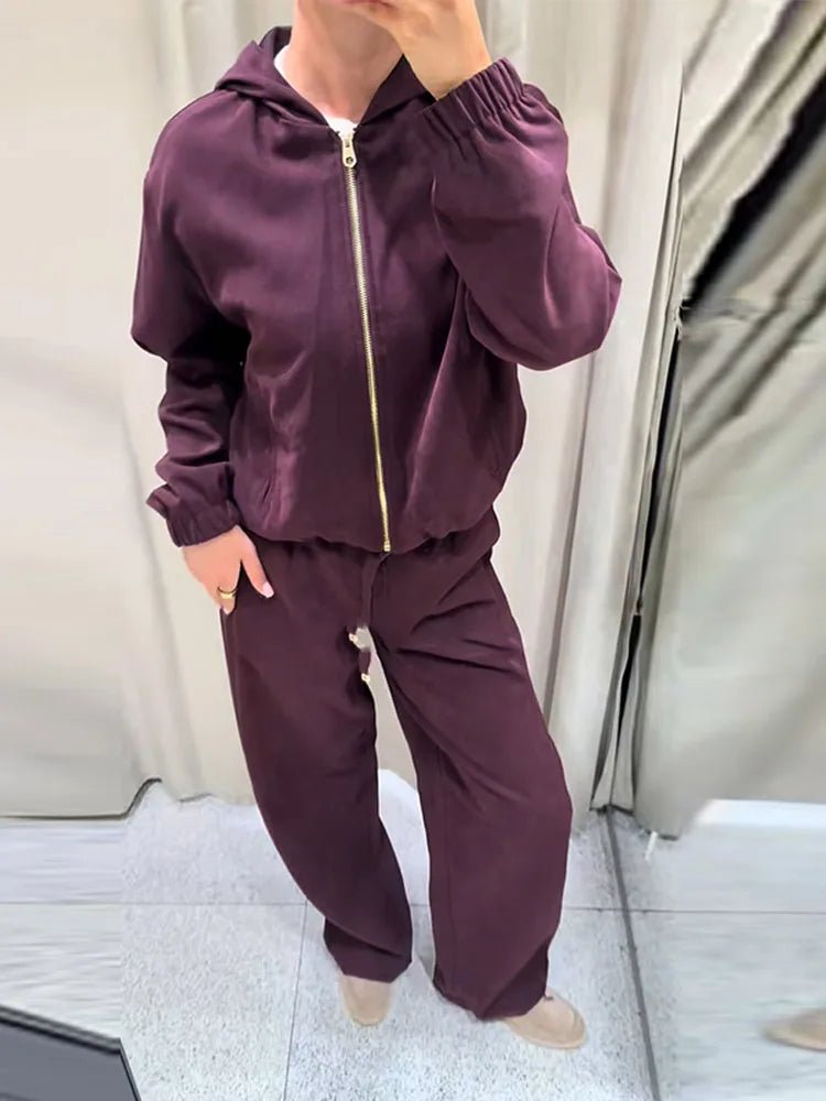 SOERA Amirah Hooded Tracksuit Set - Matching Sets -  Burgundy Set