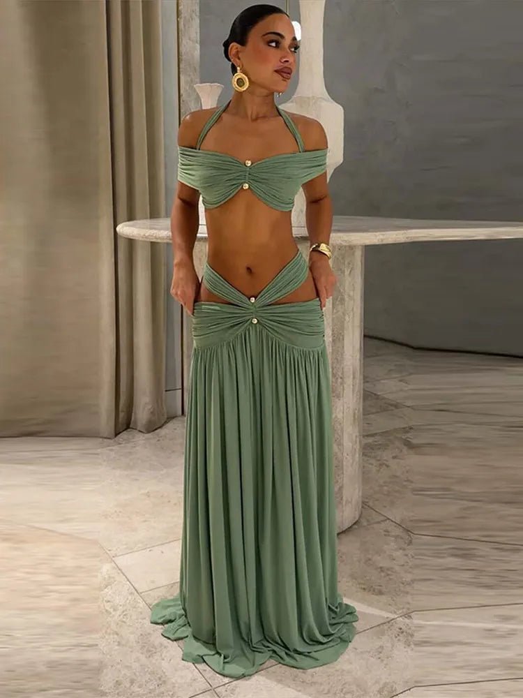 SOERA Beatrice Backless Beach Two-Piece Set - Matching Sets - SOERA-329475-GRE-XL-42435 XL