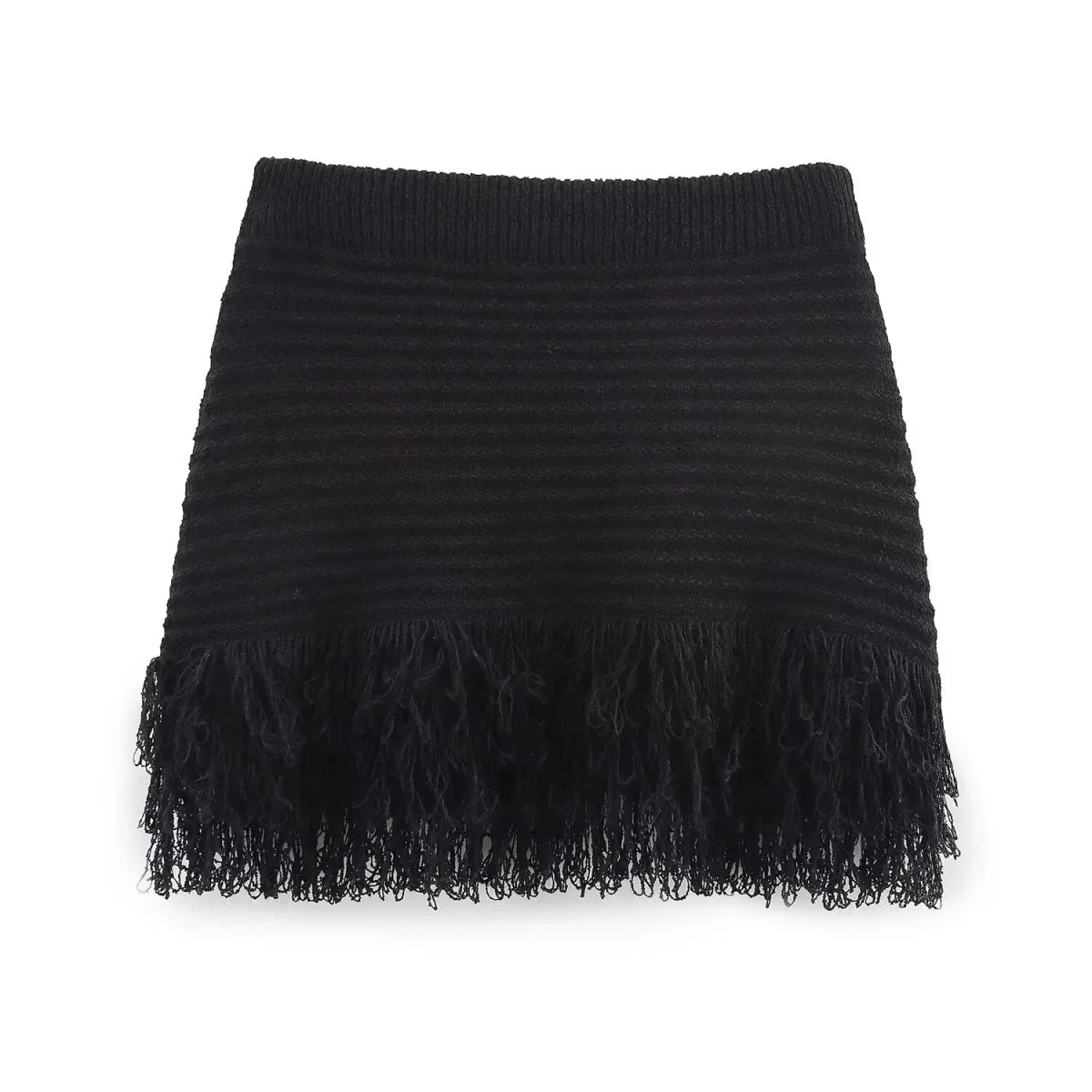 SOERA Beatrice Knitted Tassel Skirt Set - Matching Sets -  Black Set