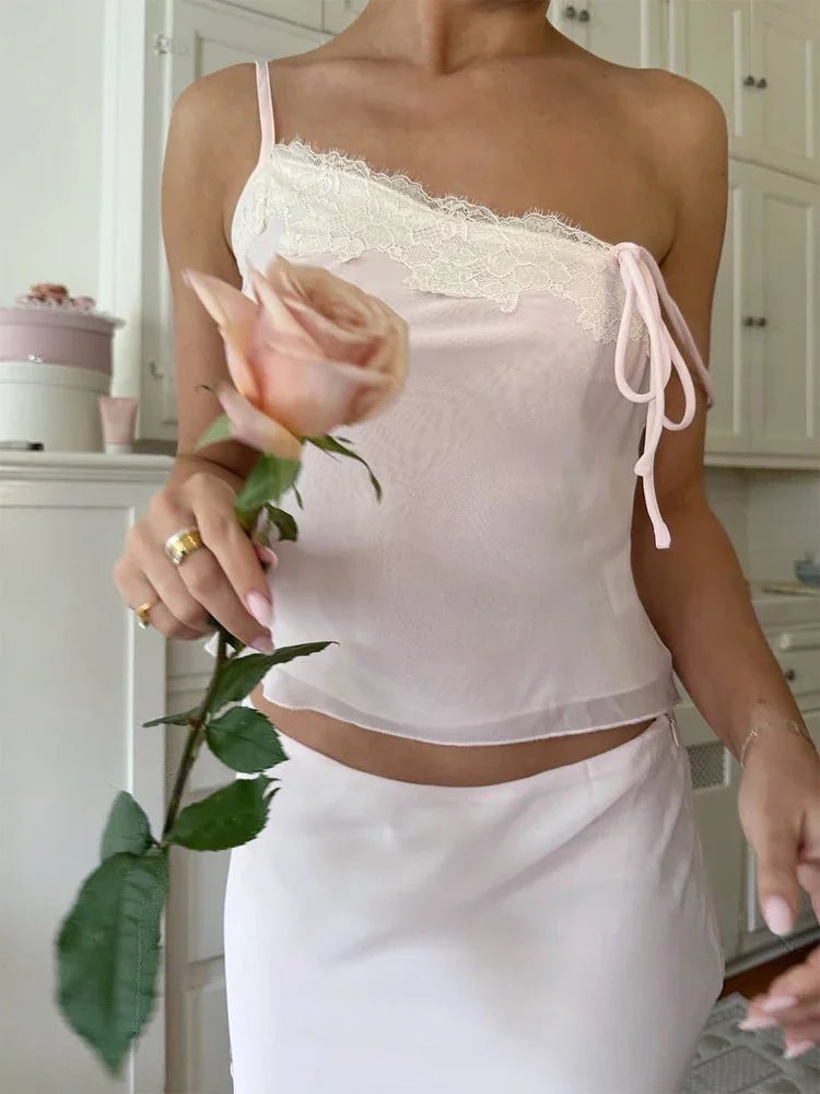 SOERA Celeste Lace-Paneled Camisole and Skirt Set - Matching Sets -  Pink XS