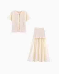 Claudia top de punto y falda plisada, conjunto