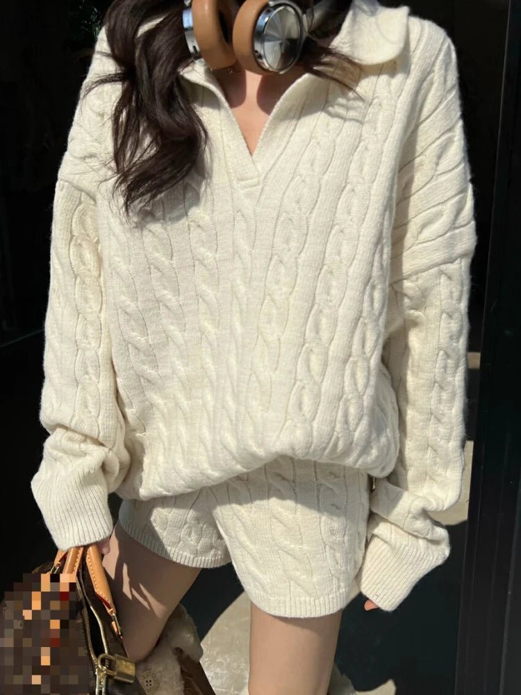 SOERA Maureen Knit Polo 2-Piece Set - Matching Sets - 1005008341971228-;Hf1769414230322888504 Beige One Size