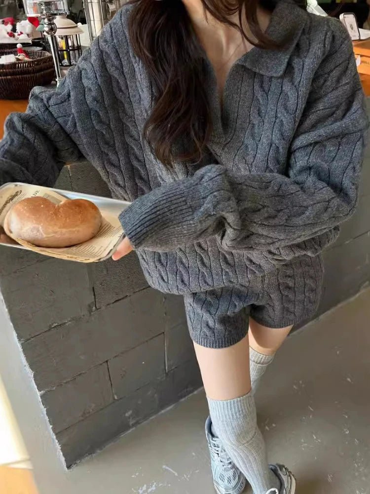 SOERA Maureen Knit Polo 2 piece Set - Matching Sets - 1005008341971228-;XG1769414230322612947 Gray One Size