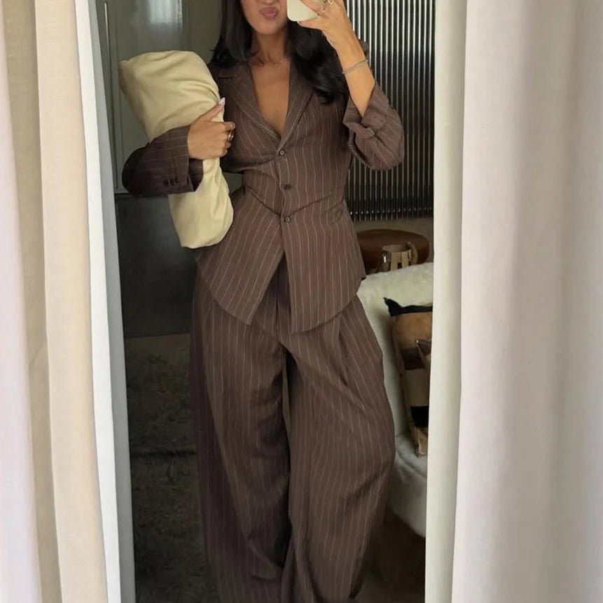 SOERA Melanie Pinstripe Pant Suit - Matching Sets - 1005010003509570-;No1770053337242233491 Pants XS