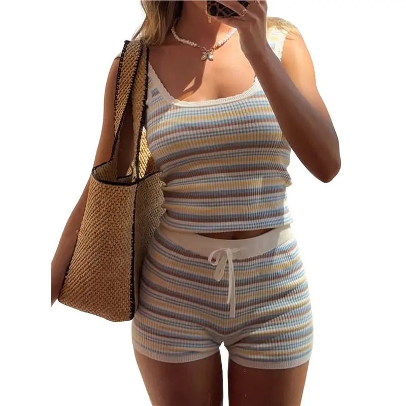 SOERA Moira Striped Two - Piece Tank Set - Matching Sets -  S